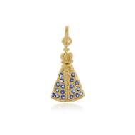 0201198100 - PINGENTE NOSSA SENHORA COM STRASS AZUL<br>QTDE PCT: 5 PC - VAL PCT: R$ 19,15 - PESO UNIT: 0,700g