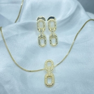 1408008100 - CONJUNTO CHAIN COLAR+BRINCO<br>QTDE PCT: 3 PC - VAL PCT: R$ 41,10 - PESO UNIT: 6,300g