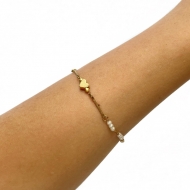 0303065700 - PULSEIRA PEROLA 3 MM CORAO USINADO 18 CM EXTENSOR<br>QTDE PCT: 5 PC - VAL PCT: R$ 24,90 - PESO UNIT: 1,800g