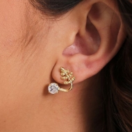 2300032200 - BRINCO FOLHA COM ZIRCONIA 6MM<br>QTDE PCT: 5 PAR - VAL PCT: R$ 28,95 - PESO UNIT: 2,500g
