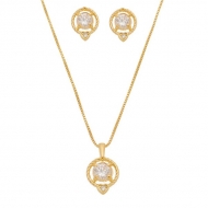 2408002300 - CONJUNTO C/ REDONDO ZIRCONIA E MICRO ZIR<br>QTDE PCT: 3 PC - VAL PCT: R$ 49,17 - PESO UNIT: 4,900g