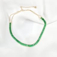 0604277800 - GARGANTILHA ZIRCONIA PEDRAS RETANG VERDE ESMERALDA 33CM EXT7<br>QTDE PCT: 2 PC - VAL PCT: R$ 33,60 - PESO UNIT: 9,200g