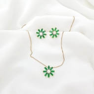 0608208200 - CONJUNTO ZIRCONIA FLORES COM PEROLA NO CENTRO 45CM<br>QTDE PCT: 3 PC - VAL PCT: R$ 32,70 - PESO UNIT: 5,300g