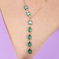 2404009300 - COLAR COM 7 PEDRAS TURMALINA VERDE<br>QTDE PCT: 3 PC - VAL PCT: R$ 59,07 - PESO UNIT: 4,600g