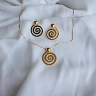 1808011400 - CONJUNTO MEIA BOLA COM DETALHE EM CARACOL<br>QTDE PCT: 3 PC - VAL PCT: R$ 41,97 - PESO UNIT: 9,100g