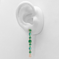 2300023600 - BRINCO ZIRCNIAS VERDES FORMATOS E 1 GOTA ROSA<br>QTDE PCT: 5 PAR - VAL PCT: R$ 34,40 - PESO UNIT: 2,000g