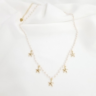 1804187100 - GARGANTILHA CORRENTE DE PEROLAS E ESTRELINHAS 45CM EXT 7<br>QTDE PCT: 3 PC - VAL PCT: R$ 26,70 - PESO UNIT: 3,900g