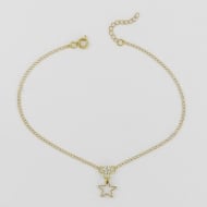 2307006600 - TORNOZELEIRA ESTRELA DE TUBO E ZIRCCIA 4MM<br>QTDE PCT: 5 PC - VAL PCT: R$ 23,95 - PESO UNIT: 1,400g