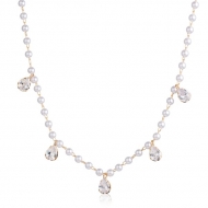 2404005300 - COLAR PROLA GOTINHAS DE PEDRA 30CM<br>QTDE PCT: 3 PC - VAL PCT: R$ 45,87 - PESO UNIT: 4,900g