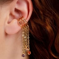 2400040600 - PIERCING C/CORRENTE C/PEDRAS COLORIDAS<br>QTDE PCT: 3 PAR - VAL PCT: R$ 53,70 - PESO UNIT: 6,600g
