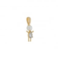 1901011400 - PINGENTE DE MENINA COM PEROLA E PEDRA NA COR AMETISTA<br>QTDE PCT: 5 PC - VAL PCT: R$ 27,50 - PESO UNIT: 1,200g