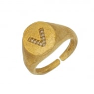 1902020300 - ANEL FALANGE COM PEDRAS DE ZIRCONIA EM FORMATO DE LETRA V<br>QTDE PCT: 3 PC - VAL PCT: R$ 20,40 - PESO UNIT: 3,400g