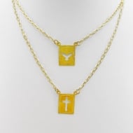 2304014400 - ESCAPULRIO CRUZ E DIVINO FOTOCORROSO CARTIER<br>QTDE PCT: 5 PC - VAL PCT: R$ 29,95 - PESO UNIT: 3,900g