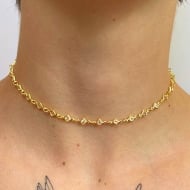 2304020300 - CHOKER QUADRADINHOS DE LADO CRISTAL<br>QTDE PCT: 5 PC - VAL PCT: R$ 52,95 - PESO UNIT: 4,300g