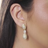 2300036300 - BRINCO ZIRCONIAS OVAIS TRABALHADO<br>QTDE PCT: 5 PAR - VAL PCT: R$ 45,25 - PESO UNIT: 5,200g