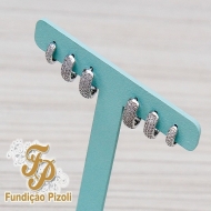 1900050700 - TRIO DE BRINCO ARTICULADO COM PEDRAS DE ZIRCONIA<br>QTDE PCT: 1 PAR - VAL PCT: R$ 46,15 - PESO UNIT: 6,800g