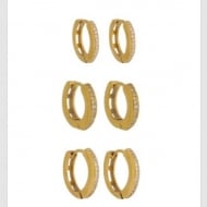 1900051300 - TRIO DE BRINCO ARTICULADO COM PEDRAS E VAZADO ATRAS<br>QTDE PCT: 2 PAR - VAL PCT: R$ 51,16 - PESO UNIT: 5,400g