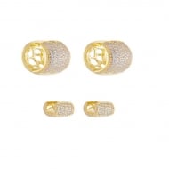 1900056600 - BRINCOS TODO CRAVEJADOS COM DETALHES ATRAS<br>QTDE PCT: 1 PAR - VAL PCT: R$ 41,19 - PESO UNIT: 12,000g