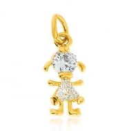 0501422700 - PINGENTE MENINA ZIRCONIA CRAVADA<br>QTDE PCT: 10 PC - VAL PCT: R$ 49,40 - PESO UNIT: 0,950g