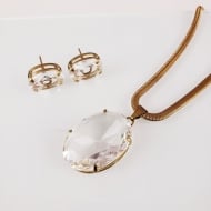 2208009400 - CONJUNTO OVAL CRISTAL<br>QTDE PCT: 1 PC - VAL PCT: R$ 43,50 - PESO UNIT: 15,700g