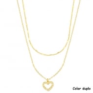 0204121800 - COLAR DUPLO CHOCKER 35CM E 40CM COM CORAO COM ZIRCNIA<br>QTDE PCT: 3 PC - VAL PCT: R$ 31,68 - PESO UNIT: 3,700g