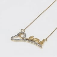 1904004800 - COLAR COM PINGENTE ESCRITO LOVE E PEDRAS DE ZIRCONIA<br>QTDE PCT: 3 PC - VAL PCT: R$ 36,30 - PESO UNIT: 1,900g