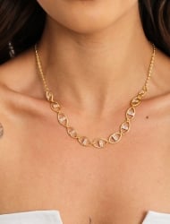 0604282100 - GARGANTILHA AMENDOA COM DETALHE EM ZIRCNIA<br>QTDE PCT: 1 PC - VAL PCT: R$ 18,90 - PESO UNIT: 9,500g