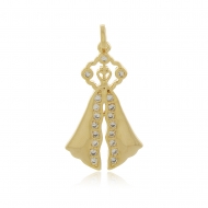 0201198400 - PINGENTE NOSSA SENHORA COM ZIRCONIA 2,7 CM<br>QTDE PCT: 5 PC - VAL PCT: R$ 24,80 - PESO UNIT: 2,400g