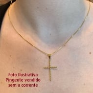 1701133100 - PINGENTE CRUZ DE FIO DIAMANTADO 3,5MM X 2,0MM<br>QTDE PCT: 5 PS - VAL PCT: R$ 14,10 - PESO UNIT: 0,700g