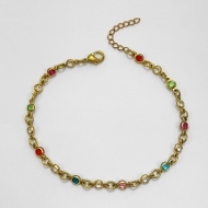 2303020500 - PULSEIRA CIGANINHA REDONDA COLORIDA E CRISTAL<br>QTDE PCT: 5 PC - VAL PCT: R$ 34,75 - PESO UNIT: 2,600g