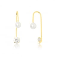0100180100 - BRINCO DE PROLA COM ZIRCONIA<br>QTDE PCT: 5 PAR - VAL PCT: R$ 34,00 - PESO UNIT: 2,300g