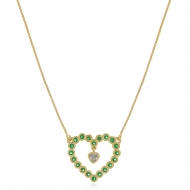 0204137300 - COLAR VENEZIANA CORAO VERDE ZIRCONIA COR PEND. 40CM+5CM<br>QTDE PCT: 3 PC - VAL PCT: R$ 57,00 - PESO UNIT: 3,800g