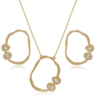 0204142700 - COLAR LINHA ORGNICA C/ ZIRC. OVAL/GOTA<br>QTDE PCT: 3 PC - VAL PCT: R$ 36,00 - PESO UNIT: 6,800g