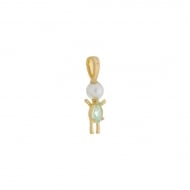 1901011300 - PINGENTE DE MENINA COM PEROLA E PEDRA NA COR VERDE CLARO<br>QTDE PCT: 5 PC - VAL PCT: R$ 27,50 - PESO UNIT: 1,200g