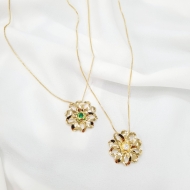 0604277700 - GARGANTILHA COM FLOR DUPLA VAZADA E ZIRCONIA NO MEIO 45CM<br>QTDE PCT: 3 PC - VAL PCT: R$ 21,00 - PESO UNIT: 3,400g