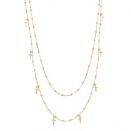 2404003400 - COLAR DUPLO COM CRUZES 45/60CM<br>QTDE PCT: 3 PC - VAL PCT: R$ 32,01 - PESO UNIT: 10,500g