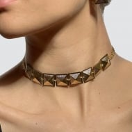 0304170500 - CHOKER PIRAMIDE  32 +10 EXTENSOR<br>QTDE PCT: 5 PC - VAL PCT: R$ 43,10 - PESO UNIT: 10,000g