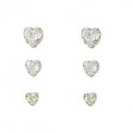 0100213800 - BRINCO TRIO ZIRCONIA CORAO<br>QTDE PCT: 3 PAR - VAL PCT: R$ 26,28 - PESO UNIT: 2,890g
