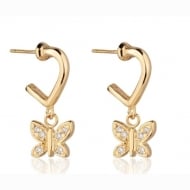 2400023300 - BRINCO ARGOLA COM BORBOLETA CRAVEJADA<br>QTDE PCT: 3 PAR - VAL PCT: R$ 46,86 - PESO UNIT: 3,000g