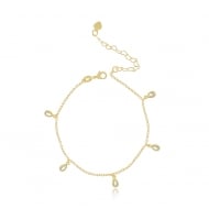 0207001600 - TORNOZELEIRA COM ZIRCONIAS GOTA 19CM+3CM<br>QTDE PCT: 3 PC - VAL PCT: R$ 20,07 - PESO UNIT: 1,700g