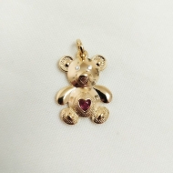 0201201900 - PINGENTE URSO COM PEDRA RUBELITA<br>QTDE PCT: 3 PC - VAL PCT: R$ 20,70 - PESO UNIT: 2,600g