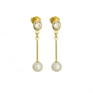 0100174200 - BRINCO PNDULO DE PEROLA 6MM COM STRASS<br>QTDE PCT: 10 PAR - VAL PCT: R$ 46,20 - PESO UNIT: 1,340g