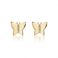 2400039900 - BRINCO BORBOLETA COM ZIRCONIA<br>QTDE PCT: 3 PAR - VAL PCT: R$ 29,37 - PESO UNIT: 2,400g