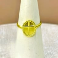 0502808100 - ANEL ARO 2MM OVAL COM CRUZ<br>QTDE PCT: 6 PC - VAL PCT: R$ 14,88 - PESO UNIT: 0,800g