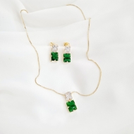 0608208800 - CONJUNTO ZIRCONIA DUAS PEDRAS RETANGULARES 45CM<br>QTDE PCT: 3 PC - VAL PCT: R$ 35,70 - PESO UNIT: 9,200g