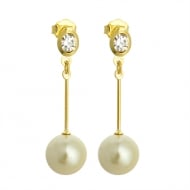 0100174300 - BRINCO PNDULO DE PEROLA 8MM COM STRASS<br>QTDE PCT: 10 PAR - VAL PCT: R$ 51,20 - PESO UNIT: 1,740g