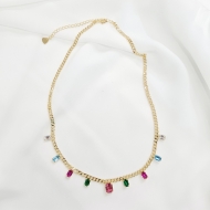 0604275400 - GARGANTILHA CORR GRUMET E 9 PEDRAS STRASS COLORIDAS 40CM EXT<br>QTDE PCT: 3 PC - VAL PCT: R$ 26,70 - PESO UNIT: 8,900g