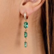 2400027100 - BRINCO ARGOLA CRAVEJADA COM PEDRA TURMALINA VERDE<br>QTDE PCT: 3 PAR - VAL PCT: R$ 82,17 - PESO UNIT: 3,900g