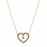 0204137600 - COLAR VENEZIANA CORAO ZIRCONIA RAIMBOW COR PEND<br>QTDE PCT: 3 PC - VAL PCT: R$ 57,00 - PESO UNIT: 3,800g