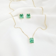 0608208700 - CONJUNTO ZIRCONIA PEDRA RETANGULAR 10 X 8 45CM<br>QTDE PCT: 5 PC - VAL PCT: R$ 49,00 - PESO UNIT: 6,900g